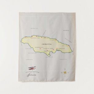 Illustratieve kaart van Jamaica. Wandkleed