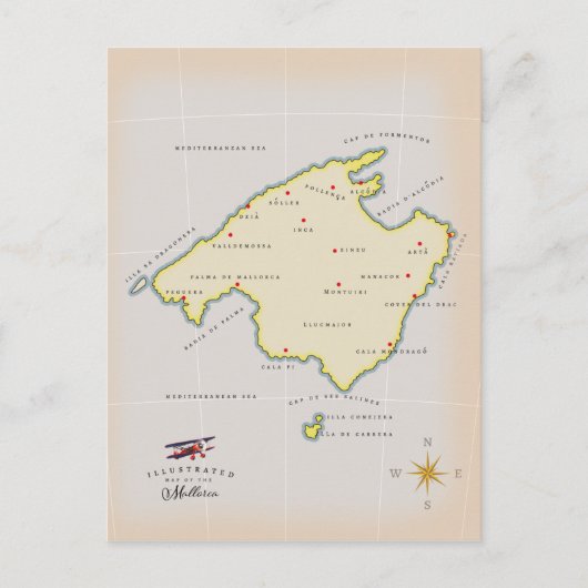Illustratieve kaart van Mallorca (Voorkant)