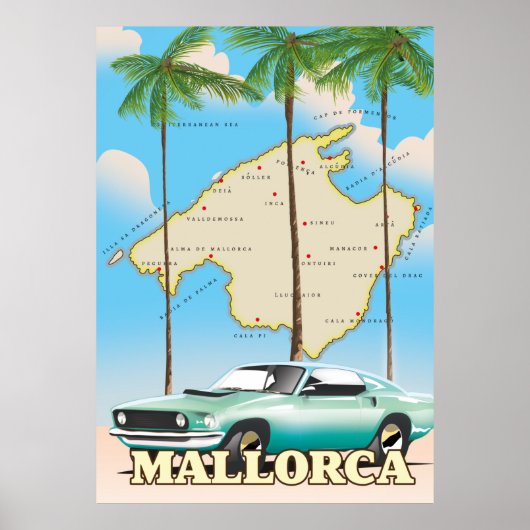 Illustratieve kaart van Mallorca Poster (Voorkant)