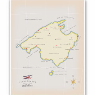 Illustratieve kaart van Mallorca Sticker