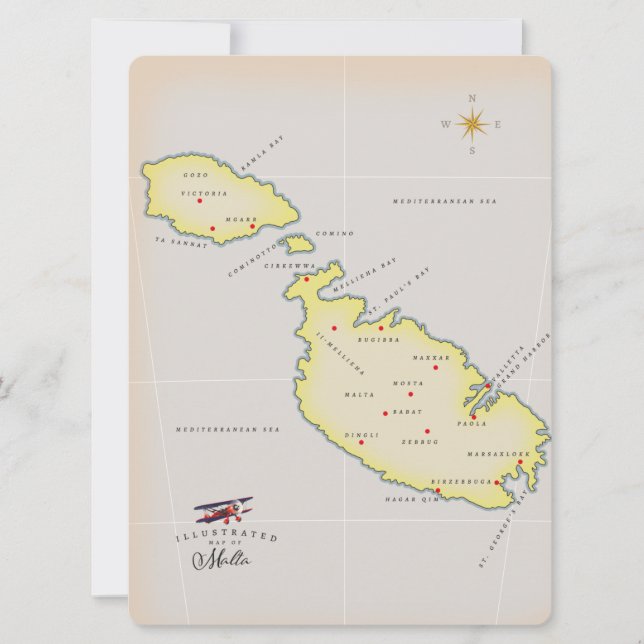 Illustratieve kaart van Malta (Voorkant)