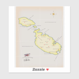 Illustratieve kaart van Malta Sticker