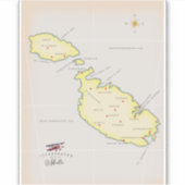 Illustratieve kaart van Malta Sticker (Voorkant)
