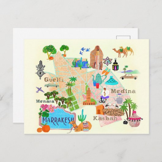 Illustratieve kaart van Marrakech (Voorkant / Achterkant)