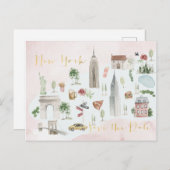 Illustratieve kaart van New York sparen de datum (Voorkant / Achterkant)