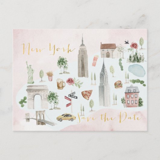 Illustratieve kaart van New York sparen de datum (Voorkant)