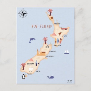 Illustratieve kaart van Nieuw-Zeeland