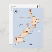 Illustratieve kaart van Nieuw-Zeeland (Voorkant / Achterkant)