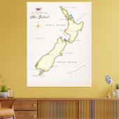 Illustratieve kaart van Nieuw-Zeeland Canvas Afdruk (Insitu (Woonkamer))
