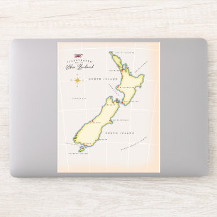 Illustratieve kaart van Nieuw-Zeeland Sticker