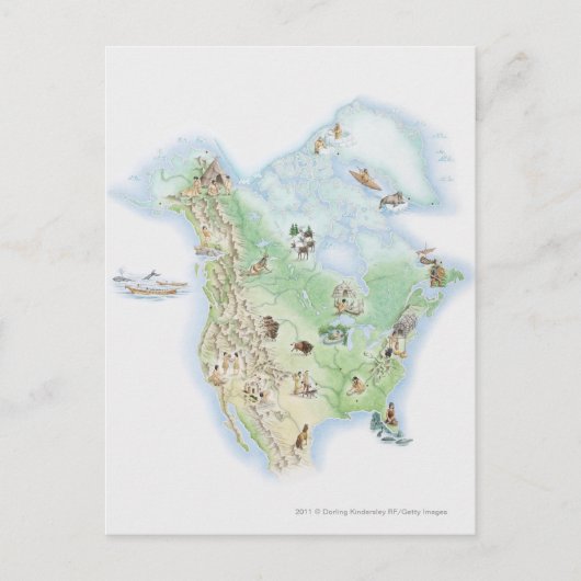 Illustratieve kaart van Noord-Amerika (Voorkant)