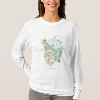 Illustratieve kaart van Noord-Amerika T-shirt