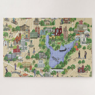 Illustratieve kaart van Oakland, meer van Merritt  Legpuzzel