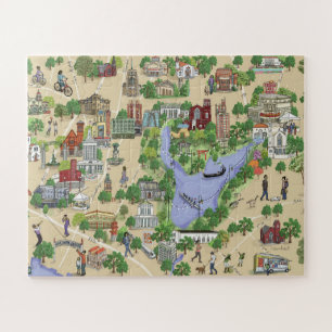 Illustratieve kaart van Oakland, meer van Merritt  Legpuzzel
