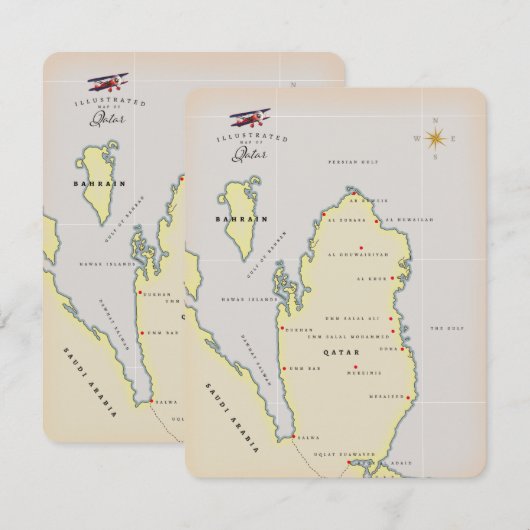 Illustratieve kaart van Qatar (Voorkant / Achterkant)