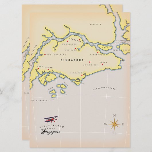 Illustratieve kaart van Singapore (Voorkant / Achterkant)