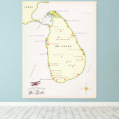 Illustratieve kaart van Sri Lanka Canvas Afdruk (Insitu (Houten vloer))