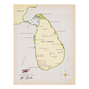 Illustratieve kaart van Sri Lanka Foto Afdruk