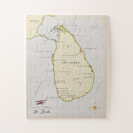 Illustratieve kaart van Sri Lanka Legpuzzel (Verticaal)