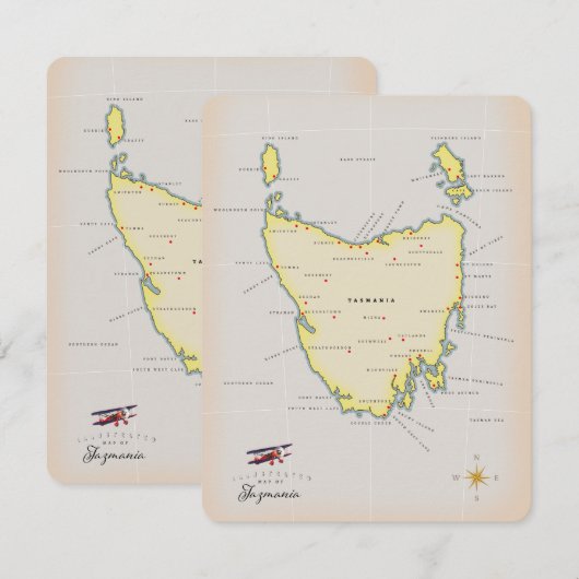 Illustratieve kaart van Tasmanie. (Voorkant / Achterkant)