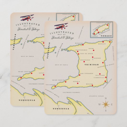Illustratieve kaart van Trinidad en Tobago (Voorkant / Achterkant)