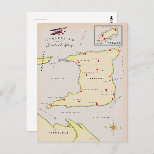 Illustratieve kaart van Trinidad en Tobago (Voorkant / Achterkant)