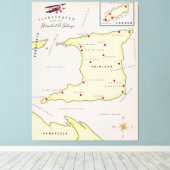 Illustratieve kaart van Trinidad en Tobago Canvas Afdruk (Insitu (Houten vloer))