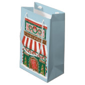 Illustratieve kerstdagen in de kerstwinkel van de  klein cadeauzakje (Achterkant Gekanteld)