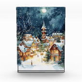 Illustratieve kerststad in de sneeuw fotoblokken (Voorkant)