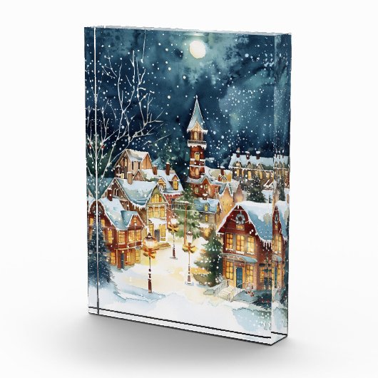 Illustratieve kerststad in de sneeuw fotoblokken (Rechts)