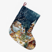 Illustratieve kerststad in de sneeuw grote kerstsok (Voorkant (Hangend))