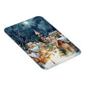 Illustratieve kerststad in de sneeuw magneet (Rechterzijde)