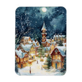 Illustratieve kerststad in de sneeuw magneet (Verticaal)