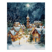 Illustratieve kerststad in de sneeuw perfect poster (Voorkant)