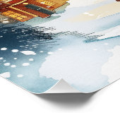 Illustratieve kerststad in de sneeuw perfect poster (Hoek)