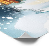 Illustratieve kerststad in de sneeuw poster (Hoek)