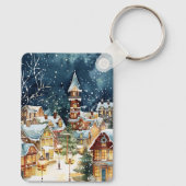 Illustratieve kerststad in de sneeuw sleutelhanger (Achterkant)