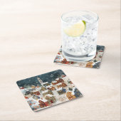 Illustratieve kerststad kartonnen onderzetters (Insitu)