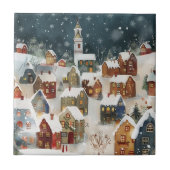 Illustratieve kerststad tegeltje (Voorkant)