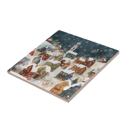 Illustratieve kerststad tegeltje (Zijkant)