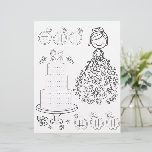 Illustratieve kleurpagina voor trouwactiviteiten (Staand voorkant)