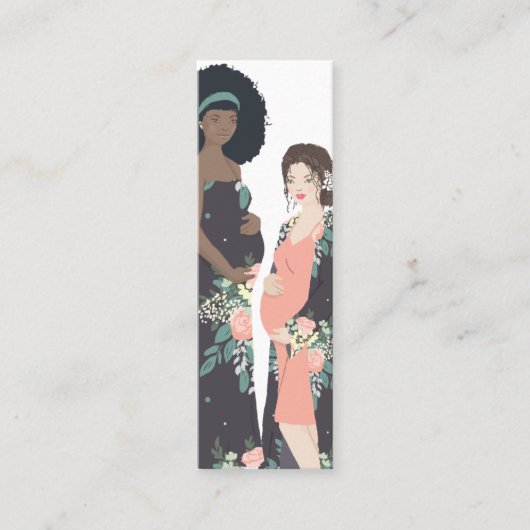 Illustratieve kleurstof + bloem-vroedvrouw mini visitekaartje (Voorkant)