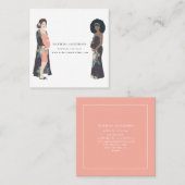 Illustratieve kleurstof + bloem-vroedvrouw vierkante visitekaartje (Voorkant / Achterkant)