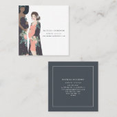 Illustratieve kleurstof + bloem-vroedvrouw vierkante visitekaartje (Voorkant / Achterkant)