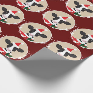 Illustratieve Koe Santa Hat Novelty Kerstmis Cadeaupapier