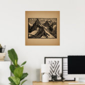 Illustratieve kunst in bergen poster (Thuiskantoor)