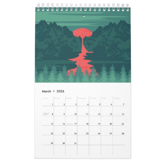 Illustratieve kunstkalender 2026 kalender (Mar 2026)