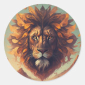 Illustratieve Lion Face Custom Ronde Sticker (Voorkant)