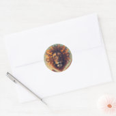 Illustratieve Lion Face Custom Ronde Sticker (Envelop)
