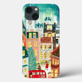 Illustratieve Londense stad in de sneeuw met Kerst Case-Mate iPhone Case (Achterkant)